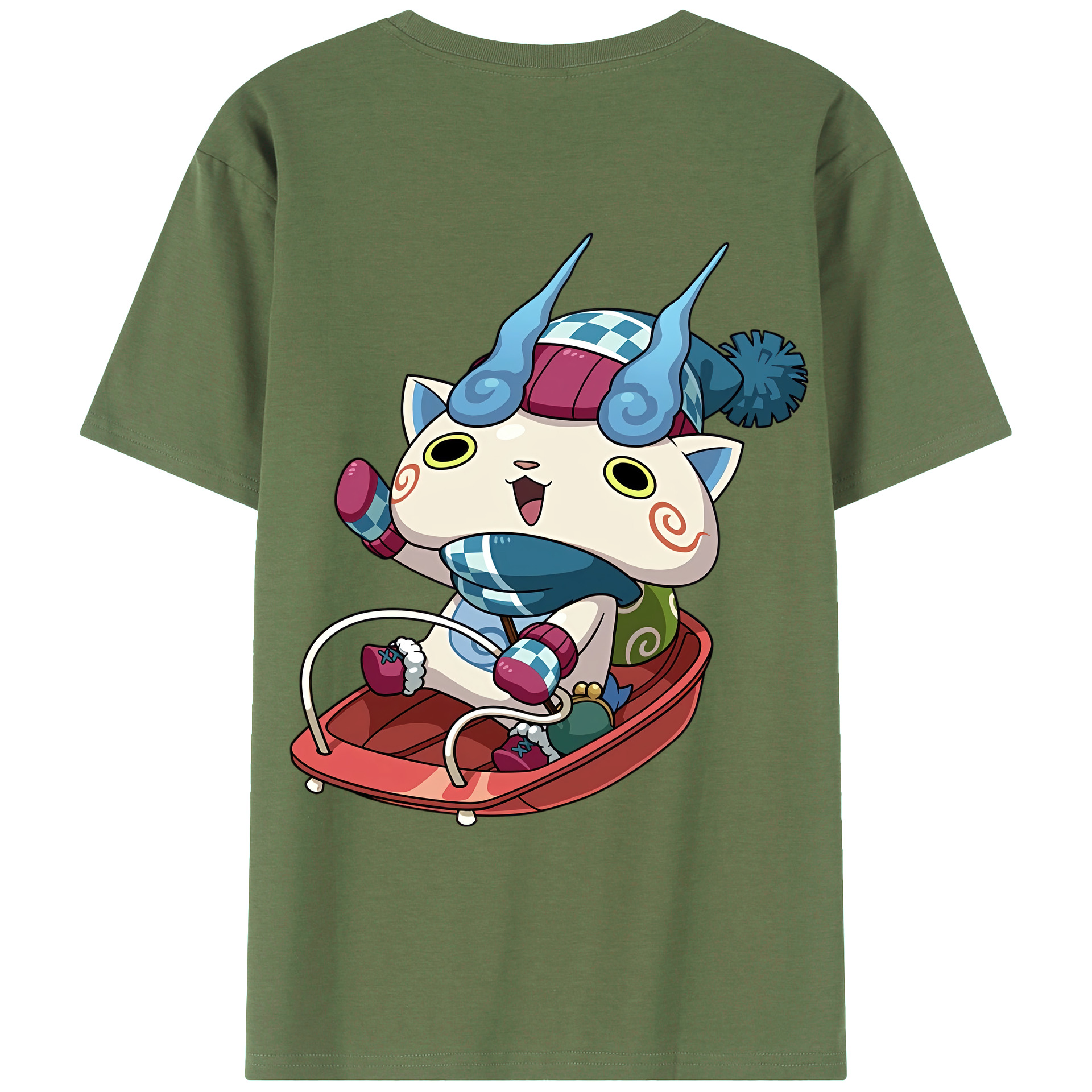 （画像用） 妖怪ウォッチ Yo-kai Watch 綿100％ メンズ半袖Tシャツ（バックプリント） 通気性